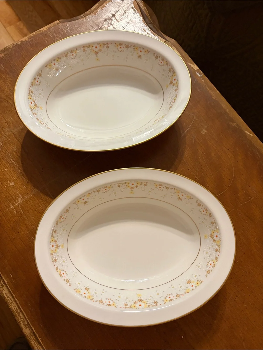 Vintage Noritake Ivory China 7025 France 10 inch Oval Vegetable Bowls